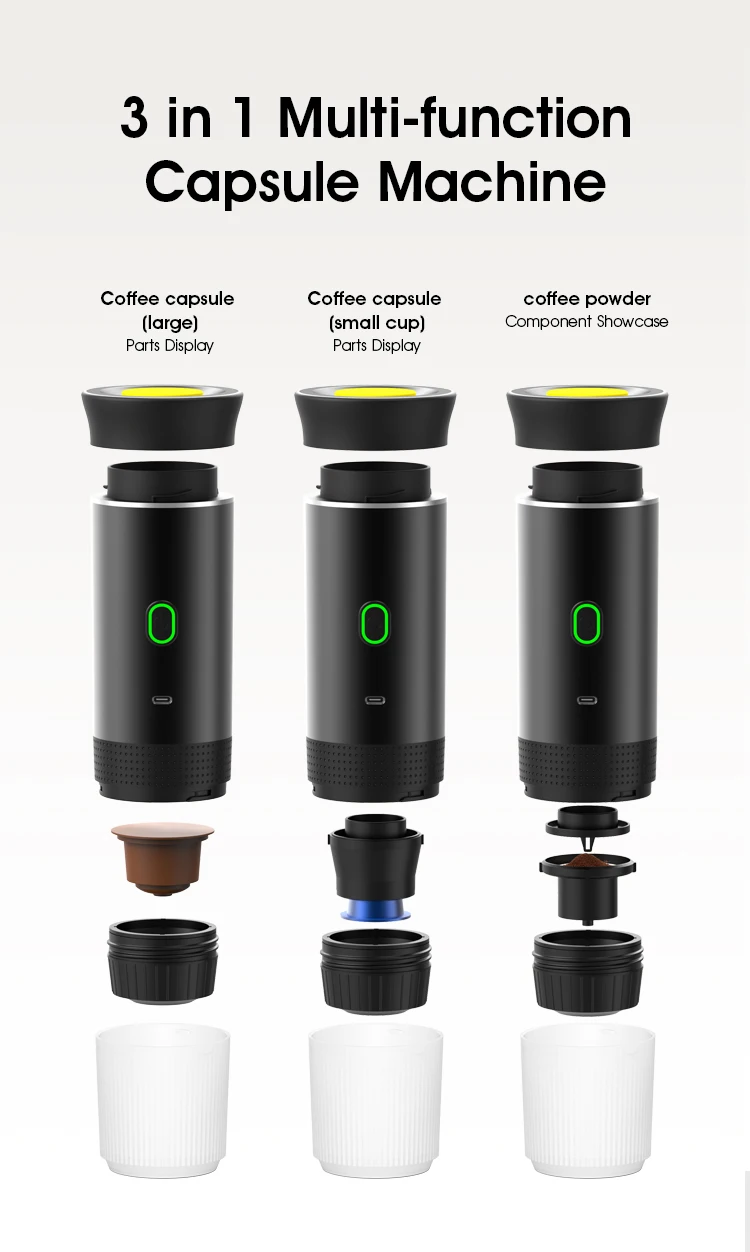 Portable Wireless Electric Espresso Coffee Machine For Travel &Car &Home Camping Coffee Maker 3-in-1 Capsule Powder Coffee Maker