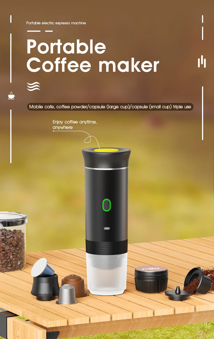 Portable Wireless Electric Espresso Coffee Machine For Travel &Car &Home Camping Coffee Maker 3-in-1 Capsule Powder Coffee Maker