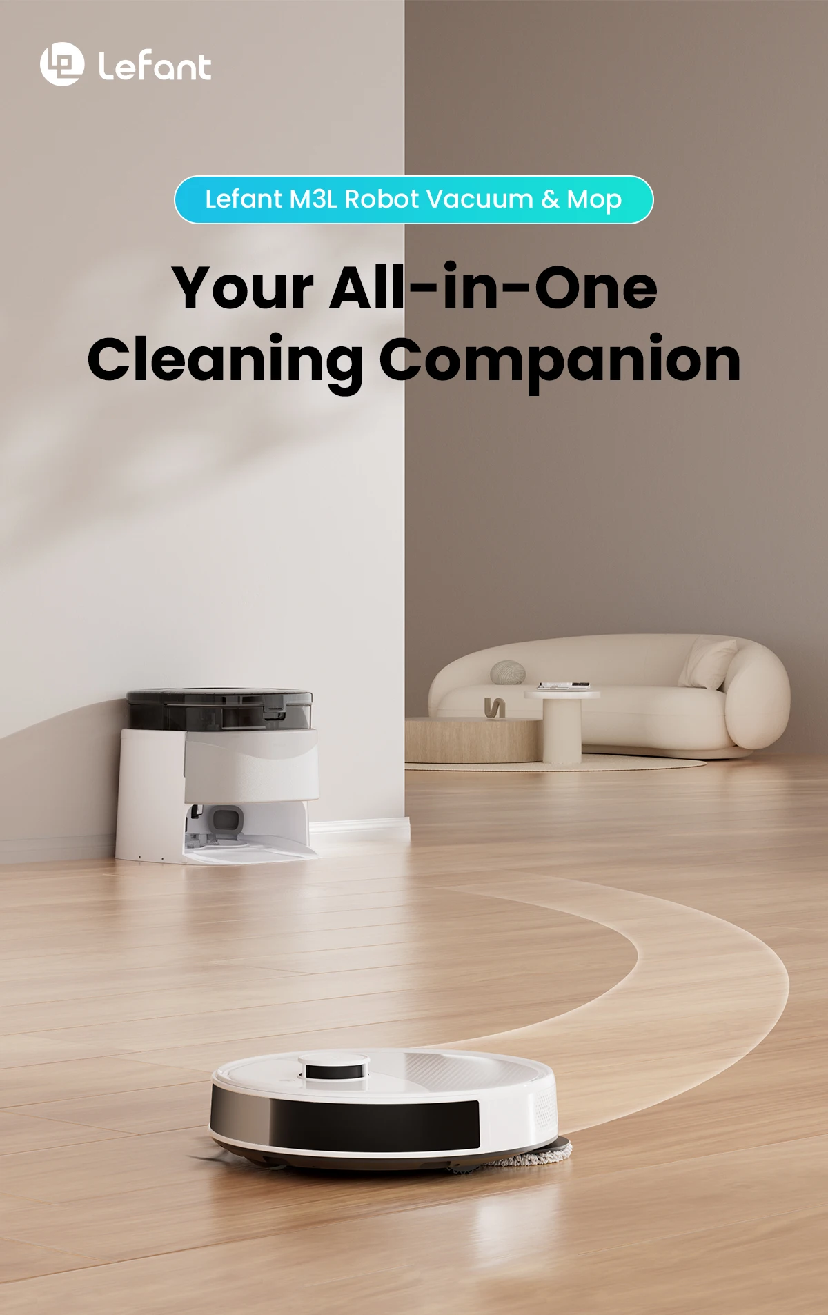 LEFANT M3 M3L Robot Vacuum Cleaner with Mapping, 12000Pa Suction, Emptying Station, Automatic Washing and Drying, DTOF Laser
